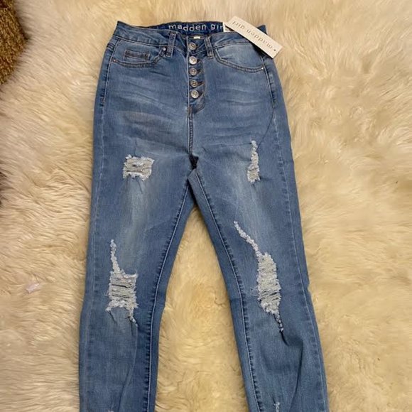 NWT STEVE MADDEN Madden Girl Women ICON Ultra High-Rise Ripped Skinny Jeans - Picture 5 of 7